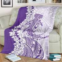 Polynesian Purple Plumeria Lei Blanket with Hammerhead Shark LT7 - Polynesian Pride