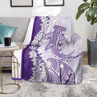 Polynesian Purple Plumeria Lei Blanket with Hammerhead Shark LT7 - Polynesian Pride