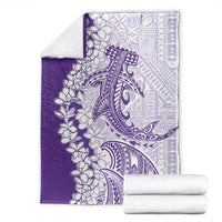Polynesian Purple Plumeria Lei Blanket with Hammerhead Shark LT7 - Polynesian Pride