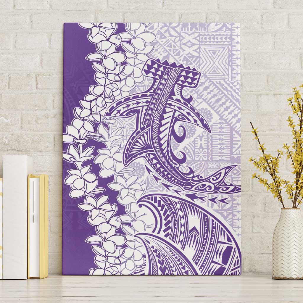 Polynesian Purple Plumeria Lei Canvas Wall Art with Hammerhead Shark LT7 Without Frame Purple - Polynesian Pride
