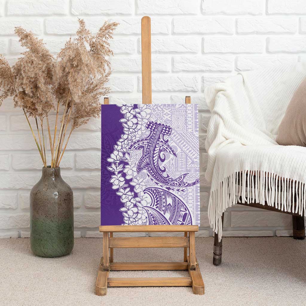 Polynesian Purple Plumeria Lei Canvas Wall Art with Hammerhead Shark LT7 - Polynesian Pride