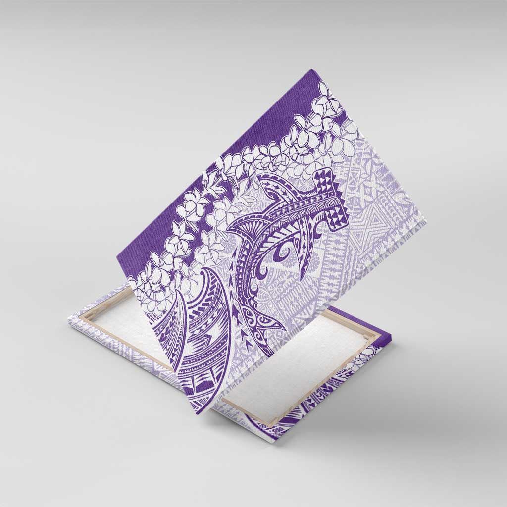 Polynesian Purple Plumeria Lei Canvas Wall Art with Hammerhead Shark LT7 With Frame Purple - Polynesian Pride