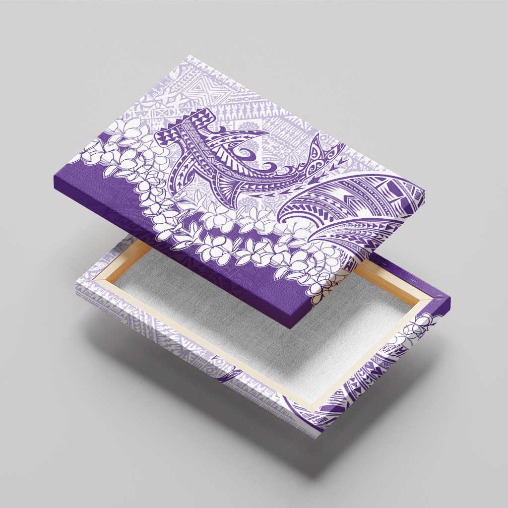 Polynesian Purple Plumeria Lei Canvas Wall Art with Hammerhead Shark LT7 - Polynesian Pride