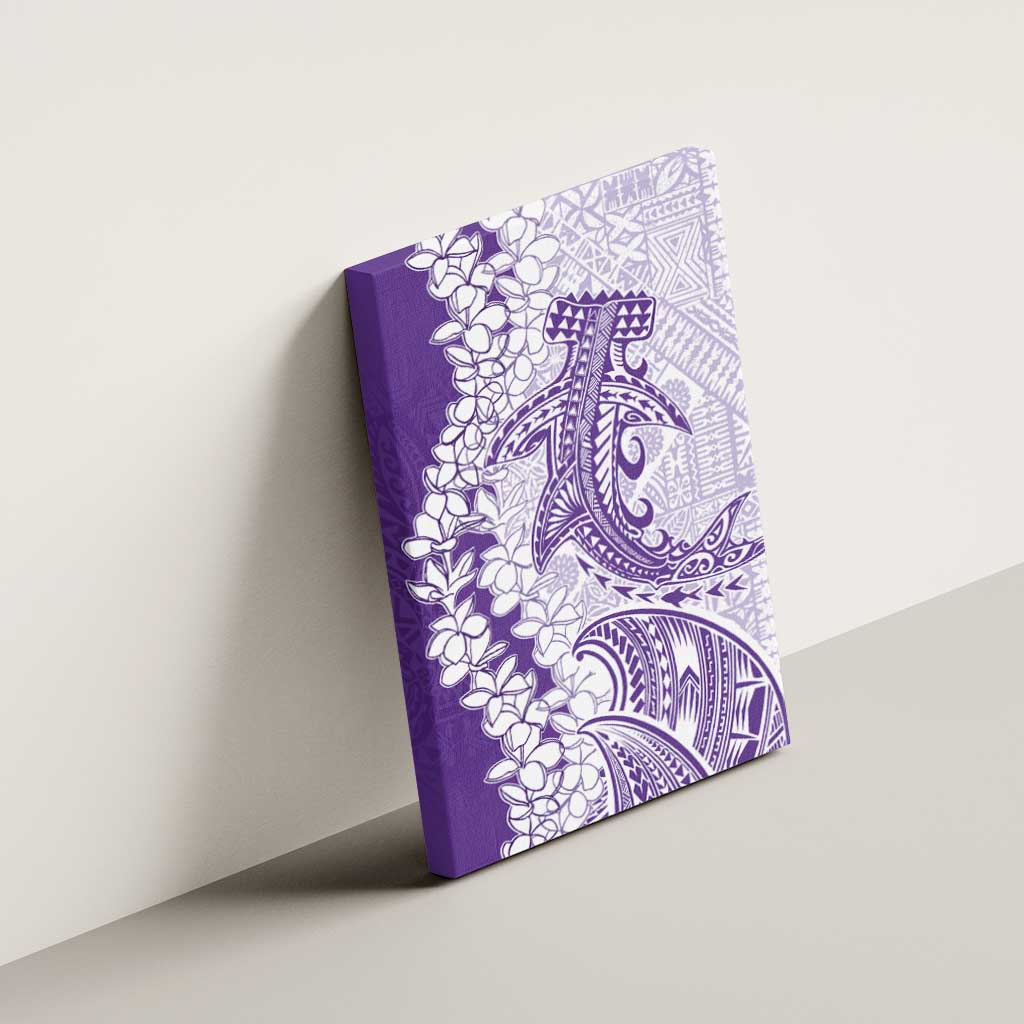 Polynesian Purple Plumeria Lei Canvas Wall Art with Hammerhead Shark LT7 - Polynesian Pride