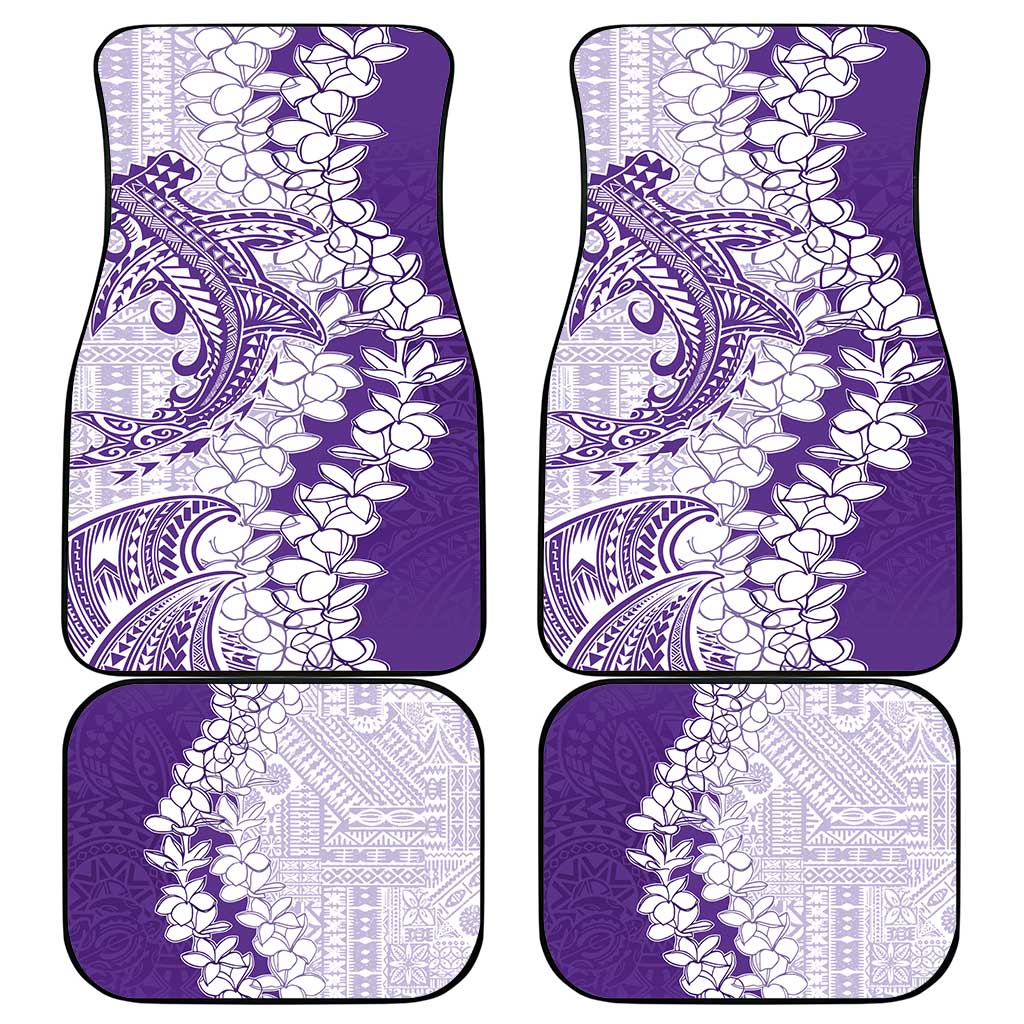 Polynesian Purple Plumeria Lei Car Mats with Hammerhead Shark LT7 - Polynesian Pride