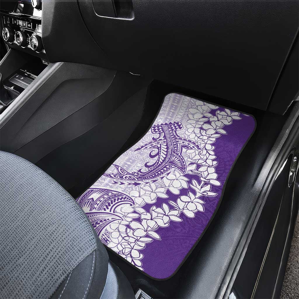 Polynesian Purple Plumeria Lei Car Mats with Hammerhead Shark LT7 - Polynesian Pride