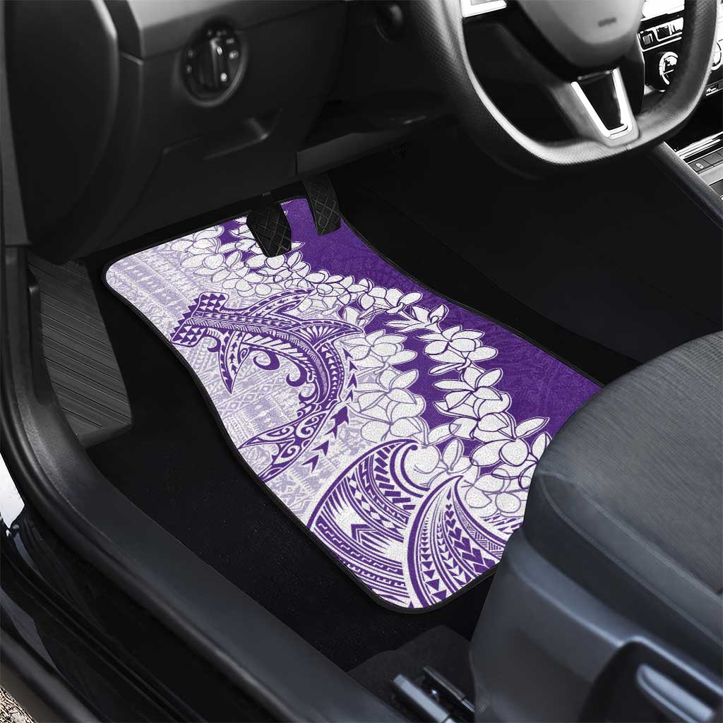 Polynesian Purple Plumeria Lei Car Mats with Hammerhead Shark LT7 - Polynesian Pride