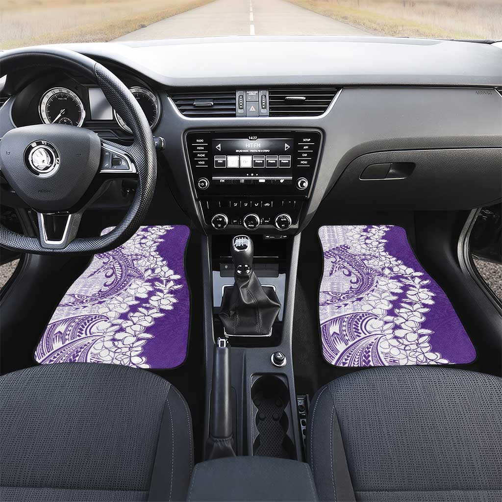 Polynesian Purple Plumeria Lei Car Mats with Hammerhead Shark LT7 Set 2pcs - Front Purple - Polynesian Pride