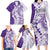 Polynesian Purple Plumeria Lei Family Matching Long Sleeve Bodycon Dress and Hawaiian Shirt with Hammerhead Shark