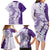 Polynesian Purple Plumeria Lei Family Matching Long Sleeve Bodycon Dress and Hawaiian Shirt with Hammerhead Shark