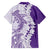 Polynesian Purple Plumeria Lei Family Matching Long Sleeve Bodycon Dress and Hawaiian Shirt with Hammerhead Shark