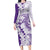 Polynesian Purple Plumeria Lei Family Matching Long Sleeve Bodycon Dress and Hawaiian Shirt with Hammerhead Shark