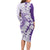 Polynesian Purple Plumeria Lei Family Matching Long Sleeve Bodycon Dress and Hawaiian Shirt with Hammerhead Shark