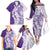 Polynesian Purple Plumeria Lei Family Matching Off The Shoulder Long Sleeve Dress and Hawaiian Shirt with Hammerhead Shark