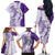 Polynesian Purple Plumeria Lei Family Matching Off The Shoulder Long Sleeve Dress and Hawaiian Shirt with Hammerhead Shark