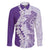 Polynesian Purple Plumeria Lei Family Matching Off Shoulder Short Dress and Hawaiian Shirt with Hammerhead Shark