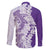 Polynesian Purple Plumeria Lei Family Matching Off Shoulder Short Dress and Hawaiian Shirt with Hammerhead Shark