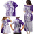 Polynesian Purple Plumeria Lei Family Matching Puletasi and Hawaiian Shirt with Hammerhead Shark