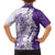 Polynesian Purple Plumeria Lei Family Matching Short Sleeve Bodycon Dress and Hawaiian Shirt with Hammerhead Shark