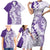 Polynesian Purple Plumeria Lei Family Matching Short Sleeve Bodycon Dress and Hawaiian Shirt with Hammerhead Shark