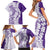 Polynesian Purple Plumeria Lei Family Matching Short Sleeve Bodycon Dress and Hawaiian Shirt with Hammerhead Shark