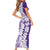 Polynesian Purple Plumeria Lei Family Matching Short Sleeve Bodycon Dress and Hawaiian Shirt with Hammerhead Shark