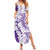 Polynesian Purple Plumeria Lei Family Matching Summer Maxi Dress and Hawaiian Shirt with Hammerhead Shark