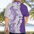 Polynesian Purple Plumeria Lei Hawaiian Shirt with Hammerhead Shark