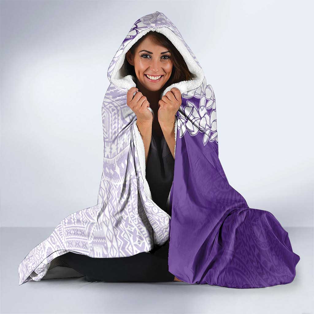 Polynesian Purple Plumeria Lei Hooded Blanket with Hammerhead Shark LT7 - Polynesian Pride