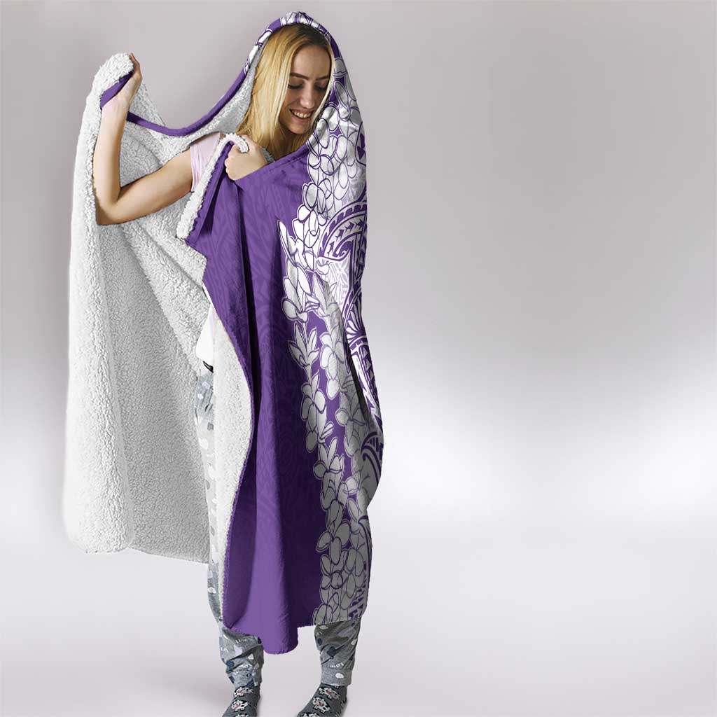 Polynesian Purple Plumeria Lei Hooded Blanket with Hammerhead Shark LT7 - Polynesian Pride