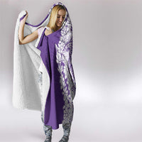 Polynesian Purple Plumeria Lei Hooded Blanket with Hammerhead Shark LT7 - Polynesian Pride