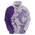 Polynesian Purple Plumeria Lei Hoodie with Hammerhead Shark