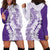 Polynesian Purple Plumeria Lei Hoodie Dress with Hammerhead Shark