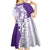 Polynesian Purple Plumeria Lei Kid Short Sleeve Dress with Hammerhead Shark