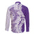 Polynesian Purple Plumeria Lei Long Sleeve Button Shirt with Hammerhead Shark