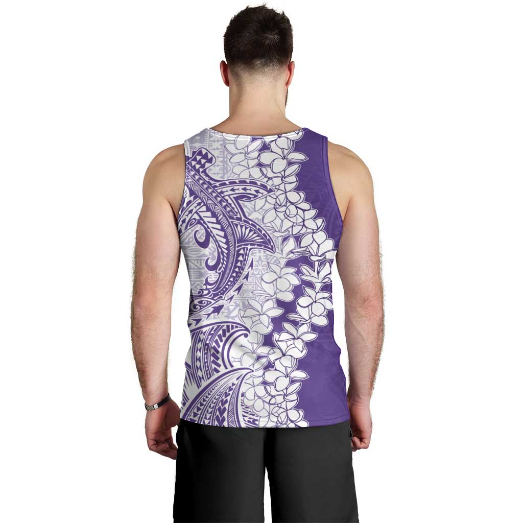 Polynesian Purple Plumeria Lei Men Tank Top with Hammerhead Shark LT7 - Polynesian Pride