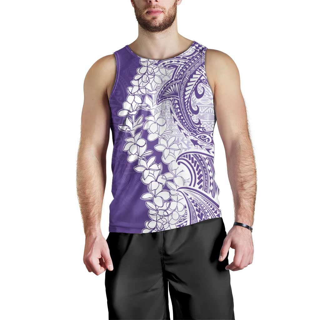 Polynesian Purple Plumeria Lei Men Tank Top with Hammerhead Shark LT7 - Polynesian Pride