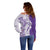 Polynesian Purple Plumeria Lei Off Shoulder Sweater with Hammerhead Shark