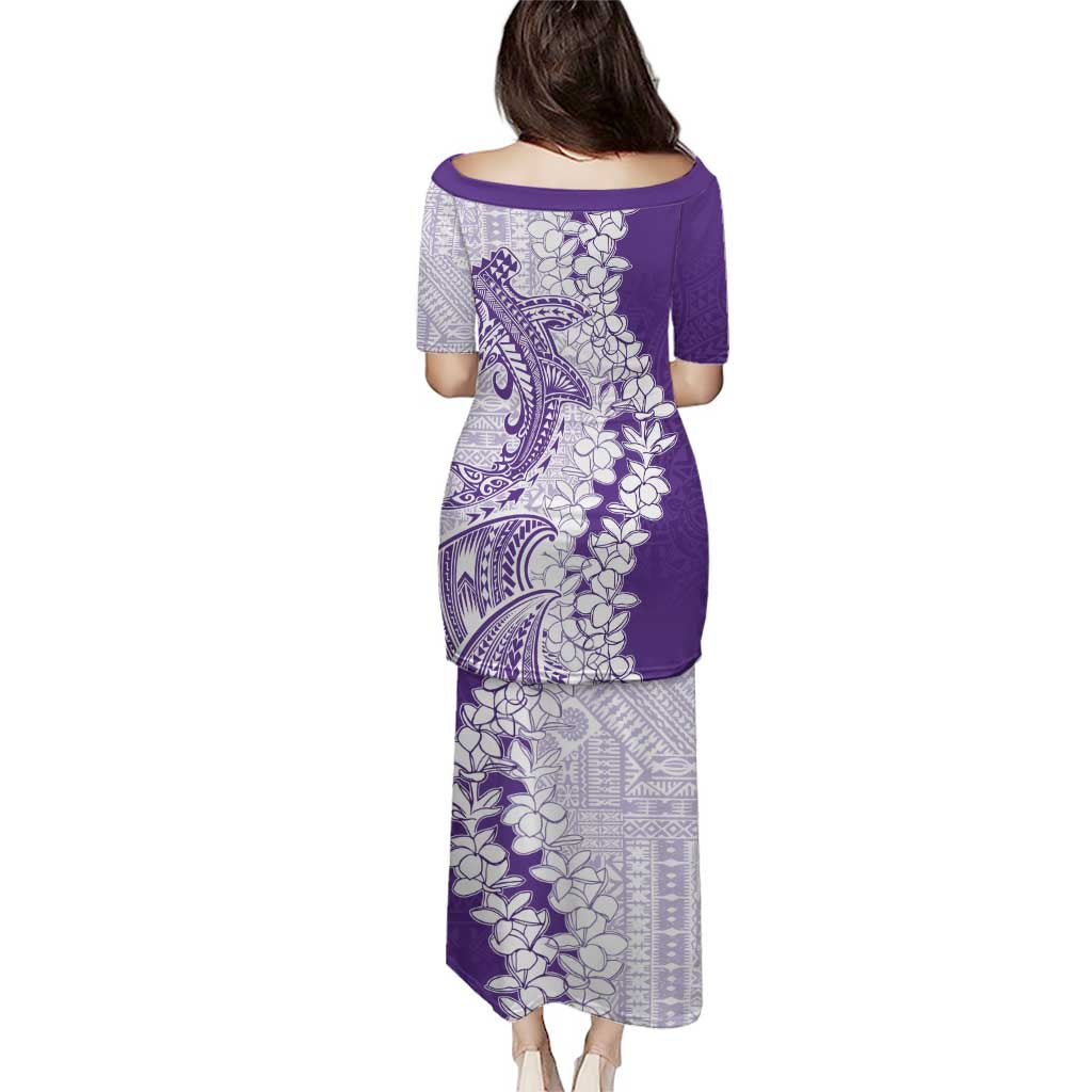 Polynesian Purple Plumeria Lei Puletasi with Hammerhead Shark LT7 - Polynesian Pride