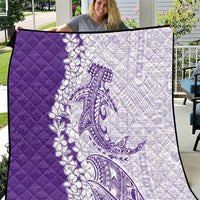 Polynesian Purple Plumeria Lei Quilt with Hammerhead Shark