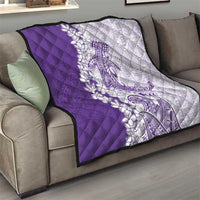 Polynesian Purple Plumeria Lei Quilt with Hammerhead Shark