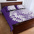 Polynesian Purple Plumeria Lei Quilt Bed Set with Hammerhead Shark