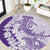 Polynesian Purple Plumeria Lei Round Carpet with Hammerhead Shark