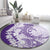 Polynesian Purple Plumeria Lei Round Carpet with Hammerhead Shark