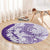 Polynesian Purple Plumeria Lei Round Carpet with Hammerhead Shark