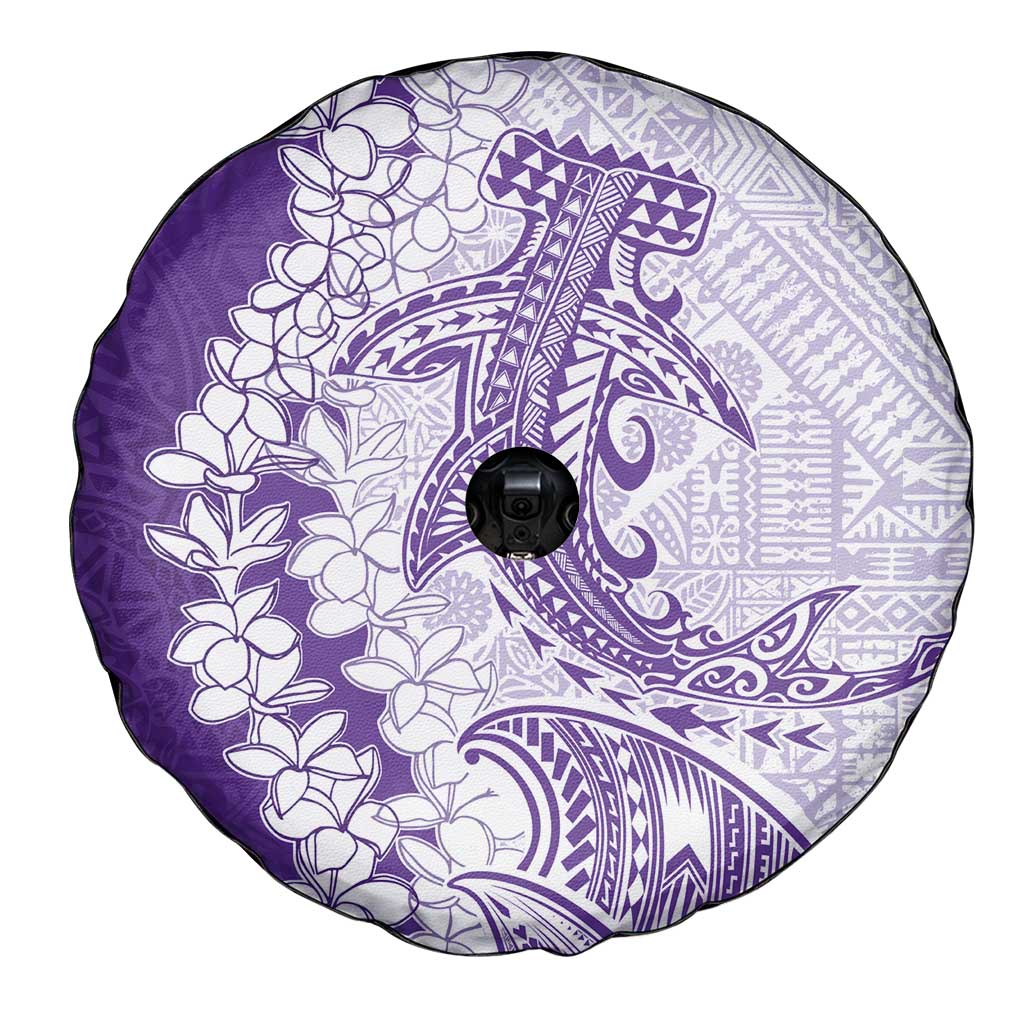 Polynesian Purple Plumeria Lei Spare Tire Cover with Hammerhead Shark LT7 - Polynesian Pride