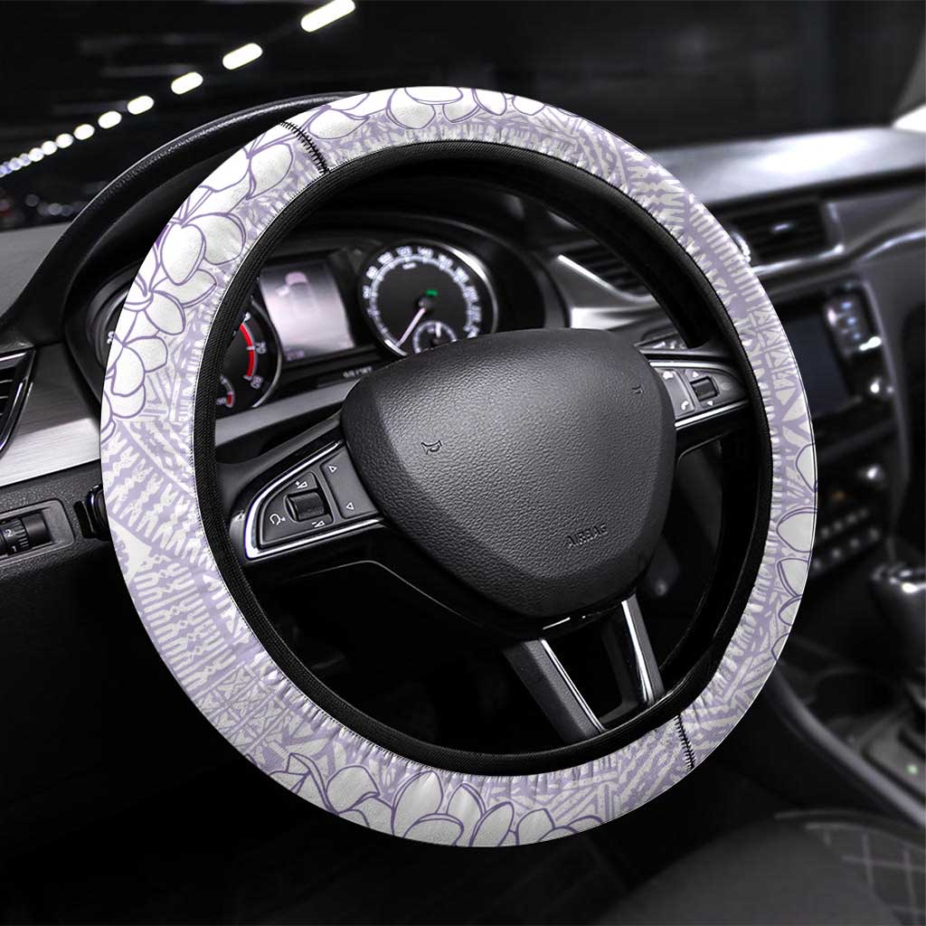 Polynesian Purple Plumeria Lei Steering Wheel Cover with Hammerhead Shark LT7 Universal Fit Purple - Polynesian Pride