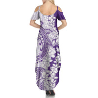 Polynesian Purple Plumeria Lei Summer Maxi Dress with Hammerhead Shark LT7 - Polynesian Pride