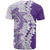 Polynesian Purple Plumeria Lei T Shirt with Hammerhead Shark