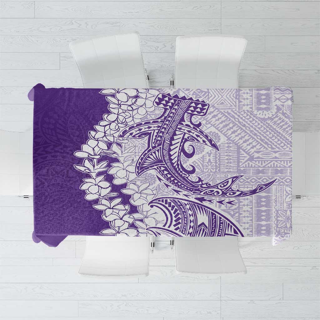 Polynesian Purple Plumeria Lei Tablecloth with Hammerhead Shark LT7 Purple - Polynesian Pride